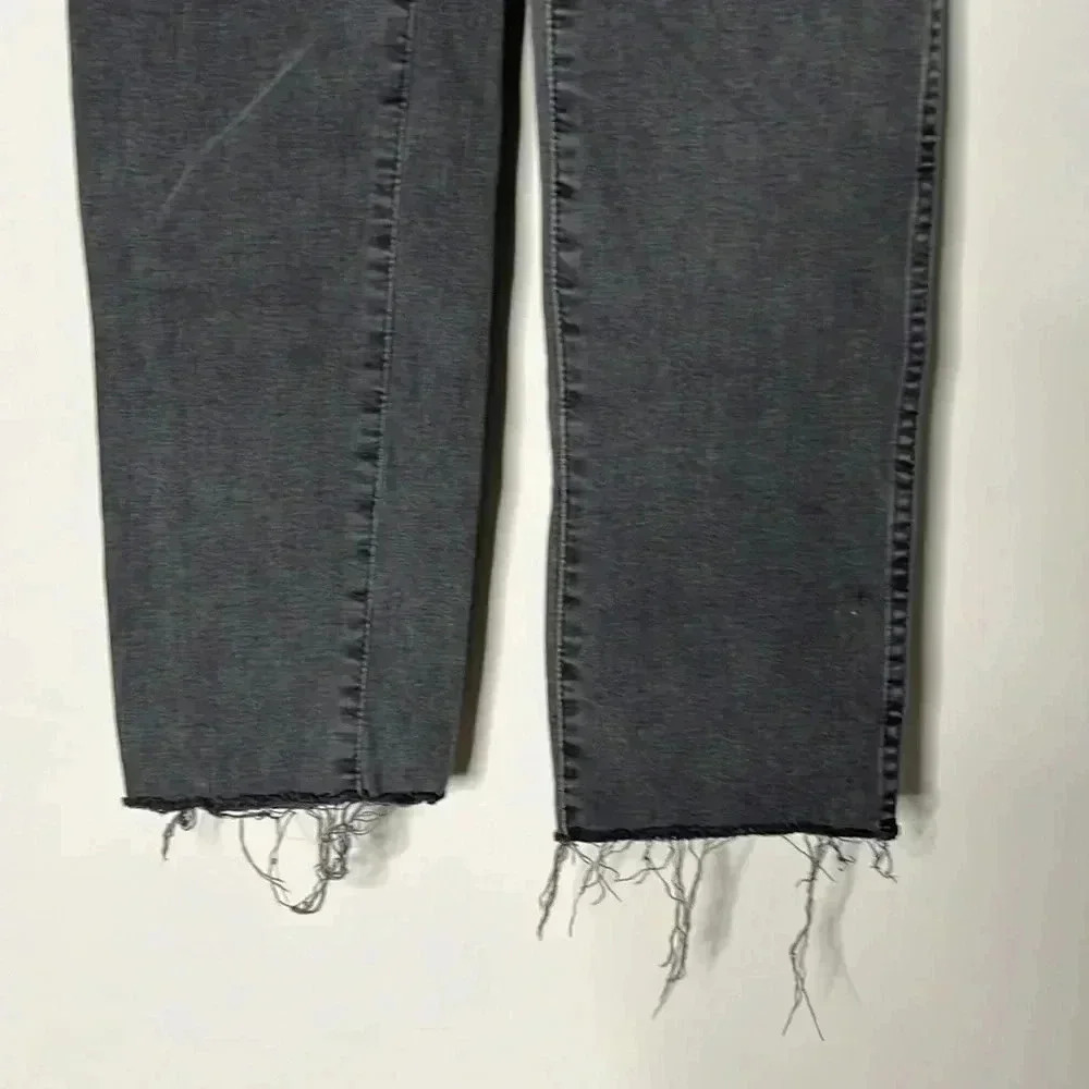 Madewell Stovepipe High-Rise Raw Hem Faded Black Skinny Jeans Size 25 - Picture 4 of 8